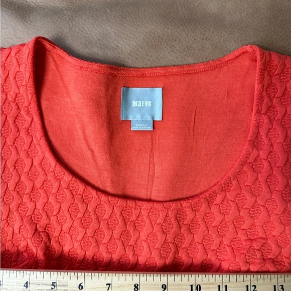 Maeve Knit Side Pockets Caye Scalloped Dress Size Small Coral ANTHROPOLOGIE - Picture 6 of 9